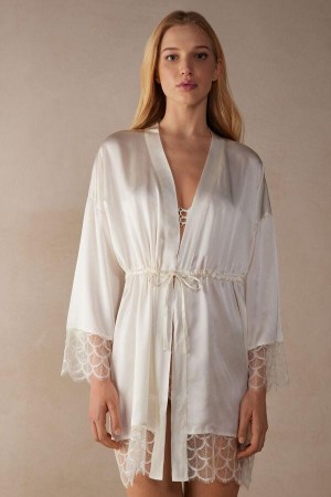Intimissimi Pure Charme Silk Kimono Pyžamá Damske Biele | SK HK2197