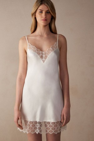 Intimissimi Pure Charme Silk Slip Spodná Bielizeň Damske Biele | SK JJ1938