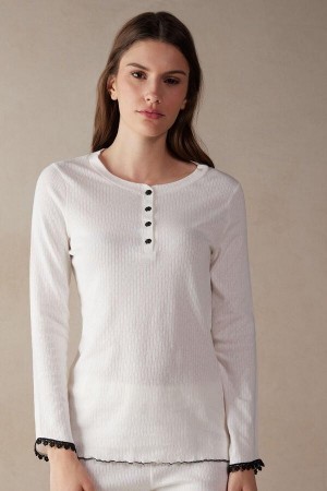 Intimissimi Pure Joy Long Sleeve Henley Top Pyžamá Damske Biele | SK YU2135