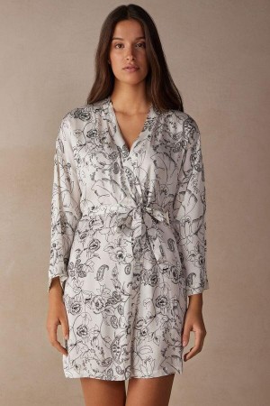Intimissimi Pure Joy Satin Kimono Pyžamá Damske Biele Siva | SK AP2192