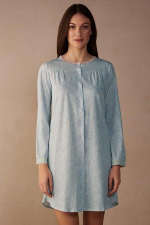 Intimissimi Romantic Cashmere Button Up Night Shirt Pyžamá Damske Svetlo Modre | SK UT2214