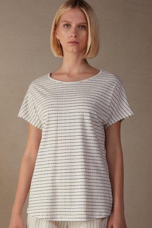 Intimissimi Romantic Heritage Kratke Sleeve Bavlnene Jersey Top Pyžamá Damske Biele | SK IS2111