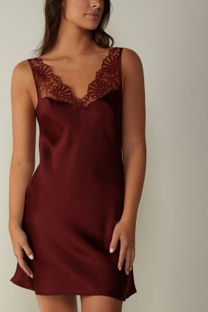 Intimissimi Romantic Life Silk Chemise Spodná Bielizeň Damske Tmavo Červené | SK UT1928