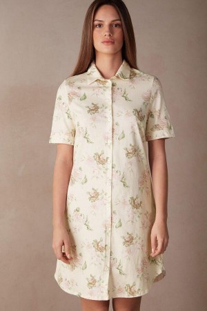Intimissimi Scent of Roses Bavlnene Nightshirt Pyžamá Damske Viacfarebný Biele | SK IS2215