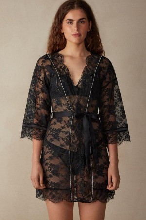 Intimissimi Shine High Like Stars Cipkovane Kimono Pyžamá Damske Čierne | SK ZG2201