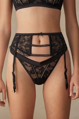 Intimissimi Shine High Like Stars Garter Belt Spodná Bielizeň Damske Čierne | SK QZ1896