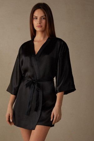 Intimissimi Silk Kimono Pyžamá Damske Čierne | SK RW2211