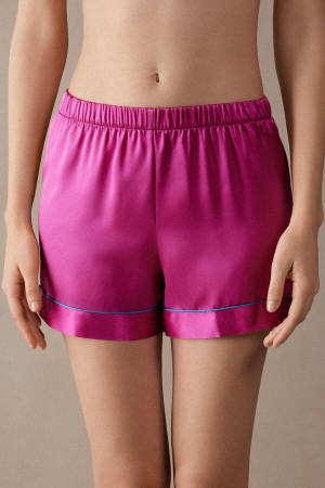 Intimissimi Silk Shorts with Contrast Trim Pyžamá Damske Ruzove | SK UT1980
