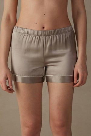 Intimissimi Silk Shorts with Contrast Trim Pyžamá Damske Béžové | SK JJ1990