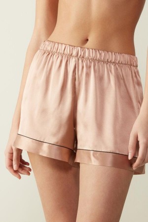 Intimissimi Silk Shorts with Contrast Trim Pyžamá Damske Ruzove | SK XF1994