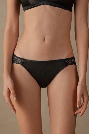 Intimissimi Silk and Cipkovane Briefs Nohavičky Damske Čierne | SK OR2447