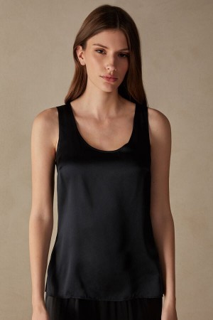 Intimissimi Silk and Modal Tielko Damske Čierne | SK WY1715
