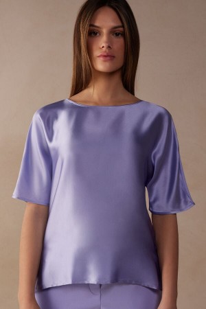 Intimissimi Silk and Modal Top Short Sleeve Damske Lavendel | SK KI1861