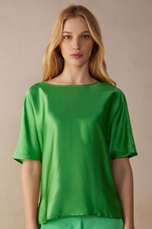 Intimissimi Silk and Modal Top Short Sleeve Damske Mätové | SK LH1862