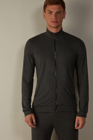 Intimissimi Silk and Modal Zip-Up Mikiny Panske Tmavo Siva | SK OR2985