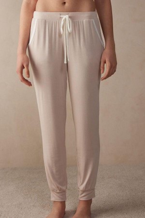 Intimissimi Simple Elegance Full Length Jogger Pants in Modal Pyžamá Damske Ruzove Biele | SK KI2043