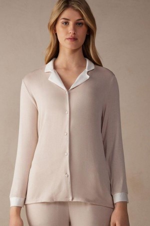 Intimissimi Simple Elegance Open Front Cardigan in Modal Pyžamá Damske Ruzove Biele | SK HK2145