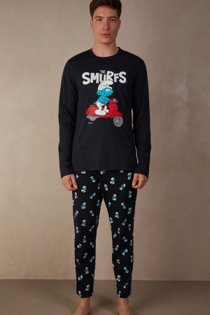 Intimissimi Smurfs Full Length Bavlnene Pyžamá Panske Modre | SK RW2919