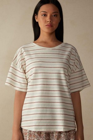 Intimissimi Spices Garden short sleeve sweater Pyžamá Damske Biele | SK TV2108