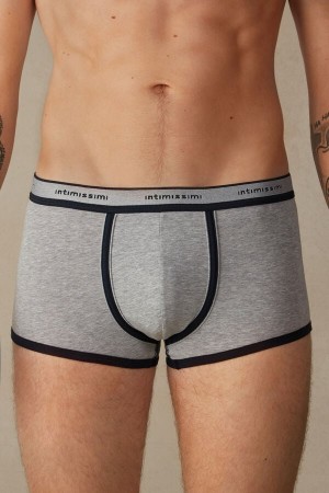 Intimissimi Stretch Supima® Bavlnene Shorts with Logo Detail Boxer Panske Svetlo Siva Modre | SK PQ2576