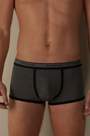 Intimissimi Stretch Supima® Bavlnene Shorts with Logo Detail Boxer Panske Tmavo Siva Čierne | SK CE2590