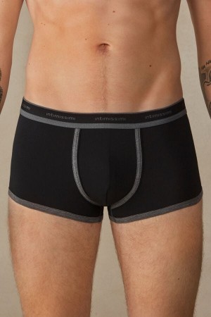 Intimissimi Stretch Supima® Bavlnene Shorts with Logo Detail Boxer Panske Čierne Tmavo Siva | SK BC2614