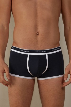 Intimissimi Stretch Supima® Bavlnene Shorts with Logo Detail Boxer Panske Modre Biele | SK VD2615