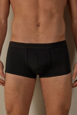 Intimissimi Stretch Supima® Bavlnene Shorts with Logo Detail Boxer Panske Čierne Čierne | SK RW2635