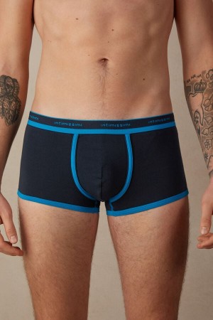 Intimissimi Stretch Supima® Bavlnene Shorts with Logo Detail Boxer Panske Čierne Modre | SK GL2642