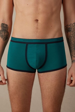 Intimissimi Stretch Supima® Bavlnene Shorts with Logo Detail Boxer Panske Tyrkysové Zelene Modre | SK DN2644