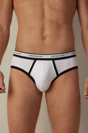 Intimissimi Stretch Supima® Bavlnene with Logo Detail Slipy Panske Biele Čierne | SK GL2695