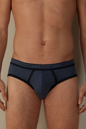Intimissimi Stretch Supima® Bavlnene with Logo Detail Slipy Panske Modre Modre | SK EX2707