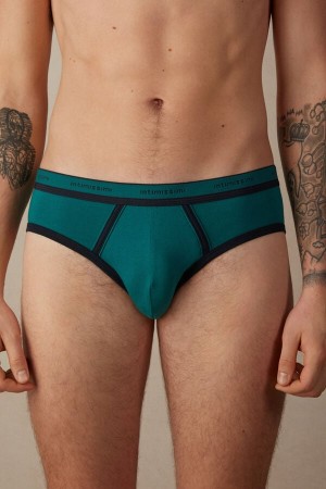 Intimissimi Stretch Supima® Bavlnene with Logo Detail Slipy Panske Tyrkysové Zelene Modre | SK GL2713