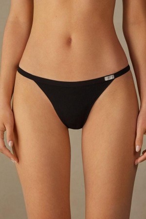 Intimissimi String Tanga in Bavlnene Nohavičky Damske Čierne | SK JJ2276