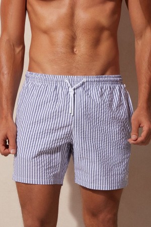 Intimissimi Stripe Print Seersucker Pretekarske Plavky Panske Biele Námornícka Modrá Modre | SK GL2739