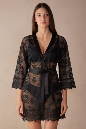 Intimissimi Stunning Beauty Cipkovane Robe Pyžamá Damske Čierne | SK DN2194