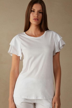Intimissimi Summer Garden Kratke Sleeve Top in Supima® Ultrafresh Bavlnene Pyžamá Damske Biele | SK AP2114