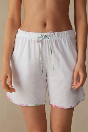 Intimissimi Summer Garden Shorts in Supima® Ultrafresh Bavlnene Pyžamá Damske Biele | SK DN1986