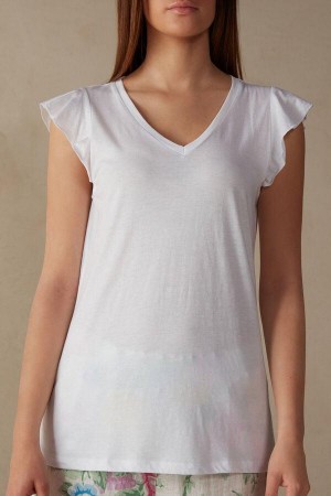 Intimissimi Summer Garden Tank Top in Supima® Ultrafresh Bavlnene Pyžamá Damske Biele | SK JJ2120