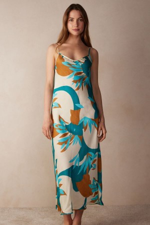 Intimissimi Summer Vibes Long Viscose Satin Nightgown Spodná Bielizeň Damske Viacfarebný | SK IS1955