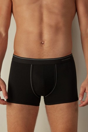 Intimissimi Supima® Bavlnene Boxer Panske Čierne Tmavo Siva | SK HK2596