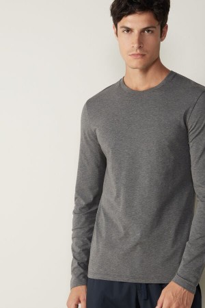 Intimissimi Supima® Bavlnene Top Dlhym Rukavom Panske Tmavo Siva | SK VD2944