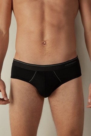 Intimissimi Supima Bavlnene with Visible Elastic Slipy Panske Čierne Tmavo Siva | SK WY2681