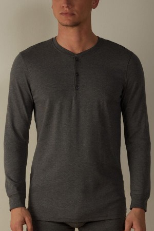 Intimissimi Supima Interlock Long-Sleeve Top Pyžamá Panske Tmavo Siva | SK MA2896