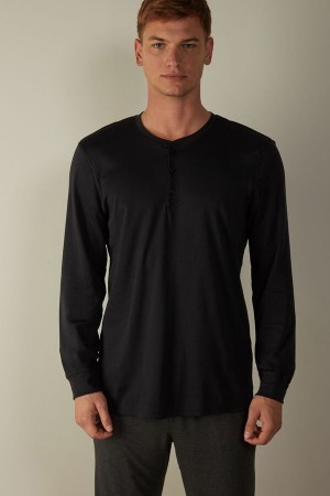 Intimissimi Supima Interlock Long-Sleeve Top Pyžamá Panske Čierne | SK NB2897