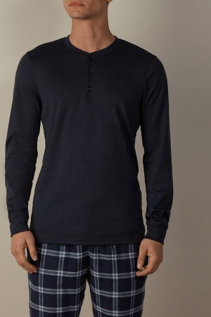 Intimissimi Supima Interlock Long-Sleeve Top Pyžamá Panske Modre | SK VD2899