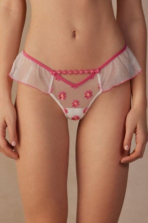 Intimissimi Sweet Like Daisies ‘80s Štýl Brazilian Nohavičky Damske Fuchsie Ruzove Biele | SK BC2458
