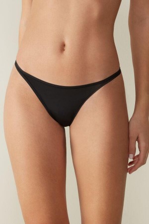 Intimissimi Tanga with Ultralight Microfiber Straps Nohavičky Damske Čierne | SK OR2294
