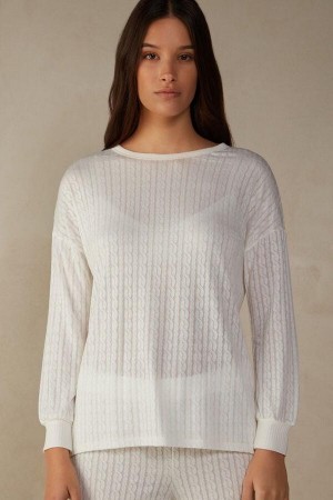 Intimissimi Timeless Heritage Long Sleeve Top Pyžamá Damske Biele | SK MA2155