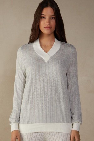 Intimissimi Timeless Heritage V-Neck Top Pyžamá Damske Siva Biele | SK BC2153